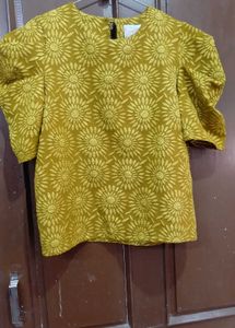 Olive Floral Puff Sleeve Top