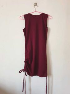 Burgundy Ruched Dress
