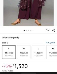 Partywear Wine Sharara set with Dupatta