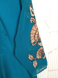 Ethnic Gown Dark Teal Green Colour