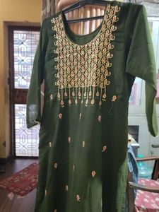 Green Embroidered Kurta Set