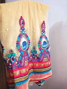 Readymade Peacock Net Embroidered saree