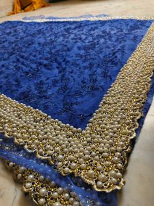 Elegant Blue Embellished Saree