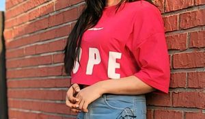 Pink Graphic Crop Top
