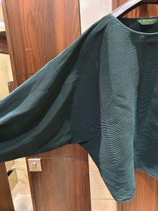 Elegant Dark Green Batwing Sleeve Top