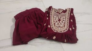 New Unused Zari Mirror Work Peplum Garara Set
