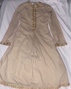 Beige Gotta Work Full Sleeve Anarkali Kurta