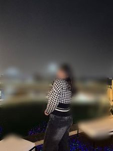 Houndstooth Print Bomber Jacket