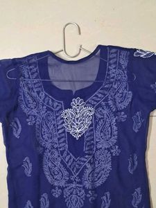 Elegant Navy Blue Chikankari Kurti