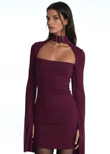 Newme Burgundy Choker Mini Dress