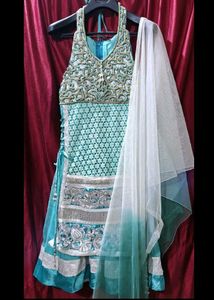 Teal Embellished Indian Outfit