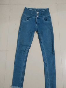 High-Waisted Denim Jeans