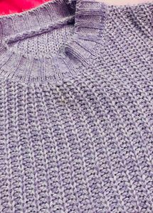 Balloon Sleeves Lavender Woolen Sweater