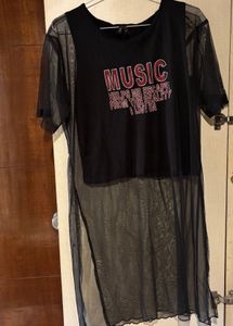 Black Net Top With Inner