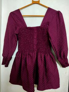 Burgundy Polka Dot Top