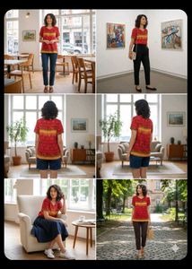 Stylish Red Patterned Top