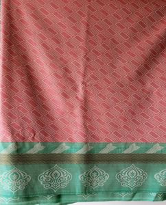 Pink Green Border Saree