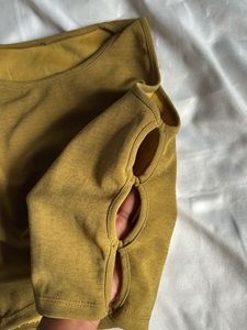 olive crop top with cuts