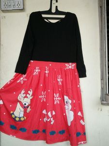 santa  print long frock