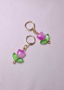 Pink Tulip Stone Earrings