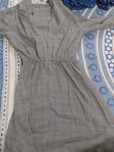 Gray Plaid Mini Dress