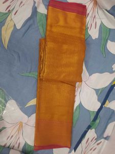 Gold Saree With Pink Border
