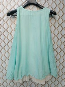 New With Tag Ruffled Blue Korean Top