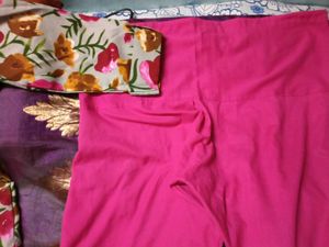 GentlyUsed RaniPinkFloral Print Jute kurti+Bottom