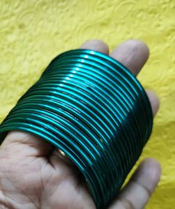 Teal Green Metal Bangles - Set of 20, 🆕✨