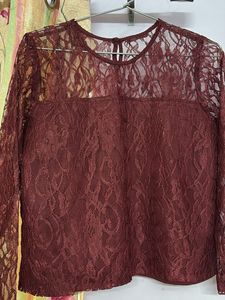 Maroon Lace Top
