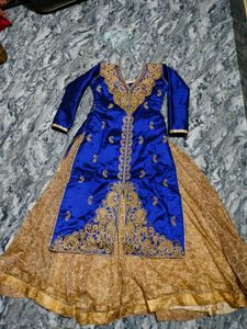 Blue &amp; Gold Embellished Dress