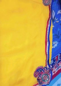 Yellow Light Weight Patch Work Saree