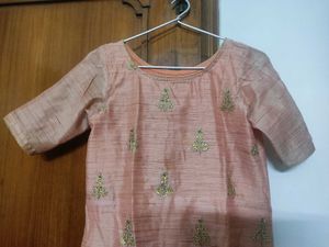 Peach Colored silk Kurta