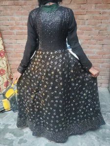 Elegant Black Floral Evening Gown