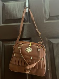 New Brown Handbag with Floral Detail