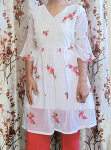 Elegant White Floral Midi Dress