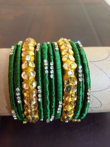 Green &amp; Gold Bangle Set