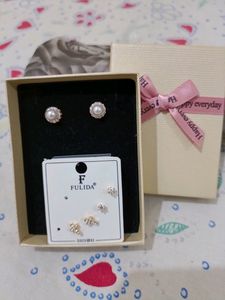 New Stud Earrings Set Of 3