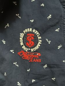 Boy's Casual Printed Shirt - navy blue