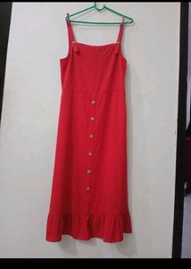 vero moda brand Red Button-Down Midi Dress