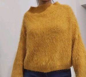 Mustard Fuzzy Knit Pullover