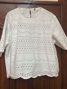 White Eyelet Top