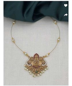 Vintage Gold Tone Lakshmi Pendant Necklace