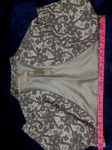 Gray Partywear Crop Jacket