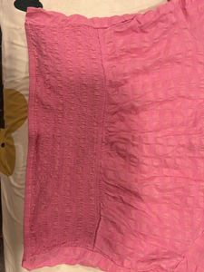 Pink Tie-Front Puff Sleeve Top