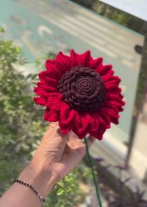 Crochet Red Sunflower