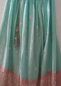 Green And Pink Crop Top Lehenga Choli