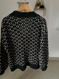 PRINTED JACQUARD BUTTONED DOWN CARDIGAN