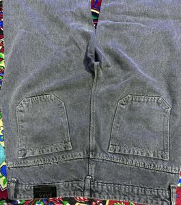 Distressed Gray Wash Wide Leg Jeans