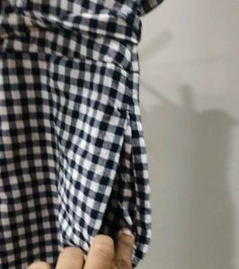 Checked Black N White Shorts